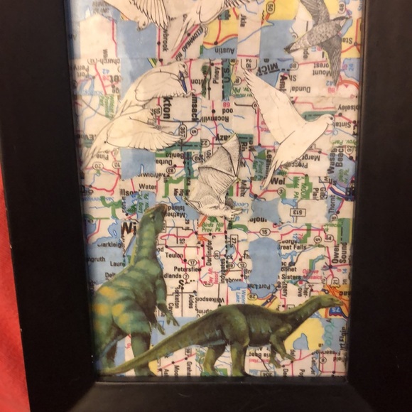 Dinosaur & Map Woven Handmade Art 5x7 - Picture 4 of 5